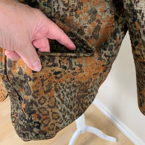 Vintage Coldwater Creek Size 18W Leopard Blazer Jacket Tapestry Fall Colors - Picture 7 of 11